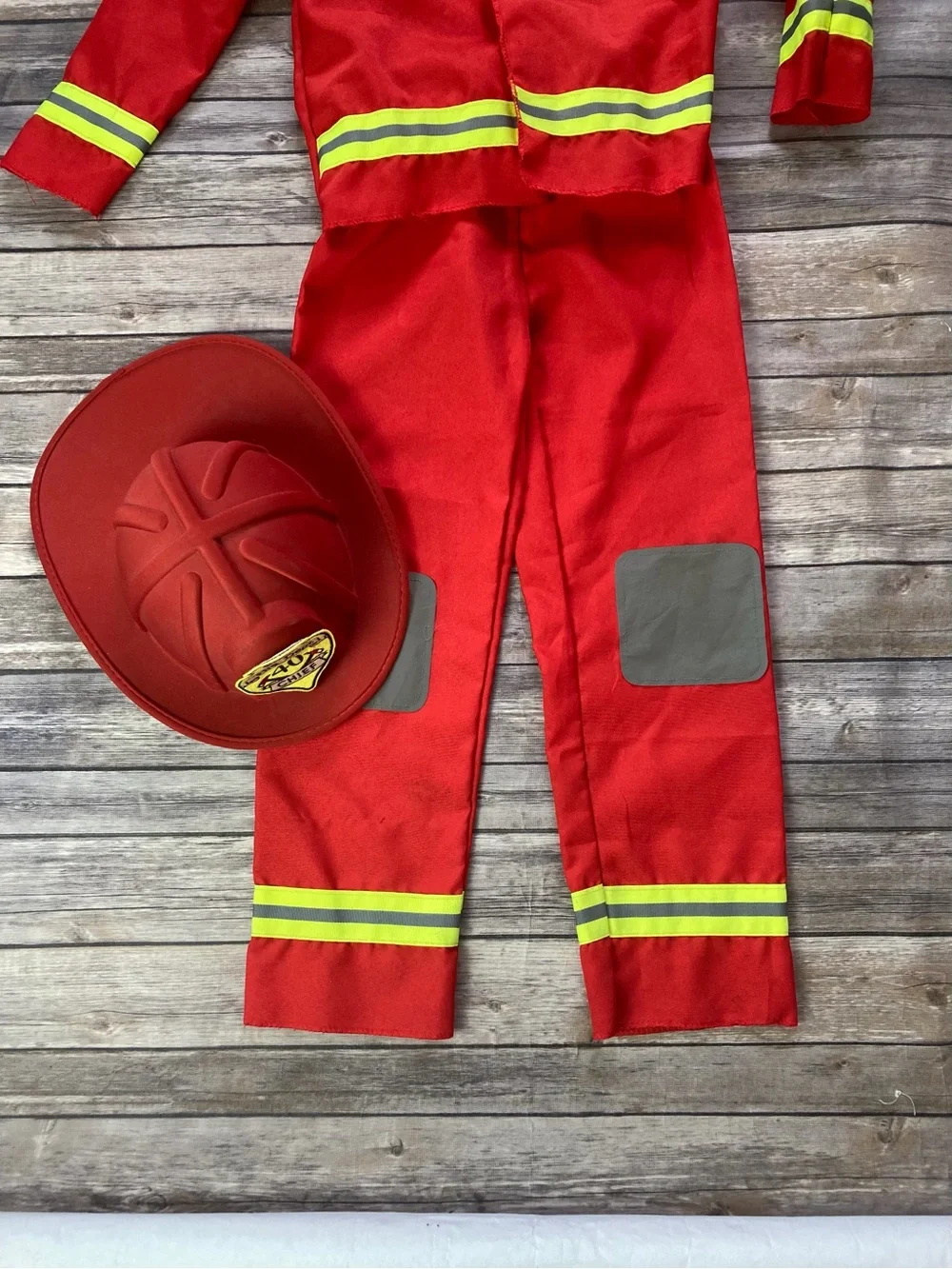 Halloween Red Kids Firefighter Costume with Helmet Size S 4T-5T